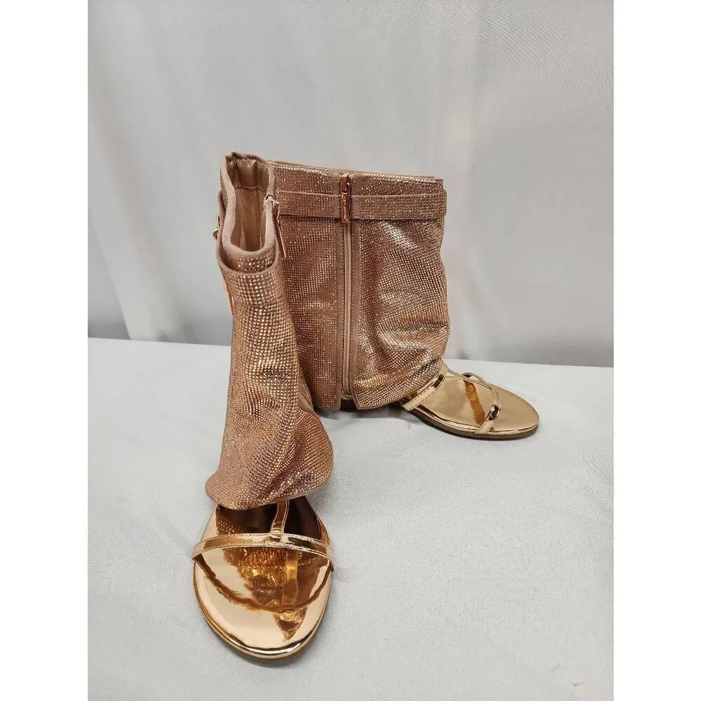Cape Robbin Size 7 Rose Gold SHILOHA Ladies Sandals Rhinestone